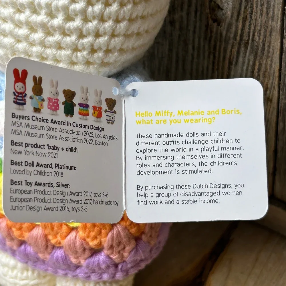 Just Dutch Miffy Handmade Crochet Organic Cotton Doll Rainbow Dress Nijntje